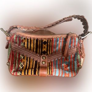 Rare Isabel Fiore beaded leather and velvet handbag